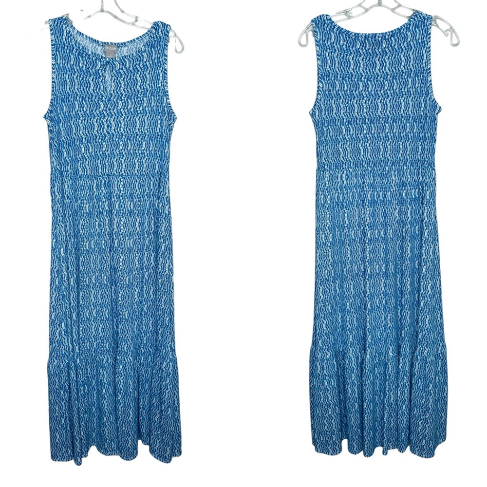 Chico's Tiered Chevron Print Ruffle Maxi Dress, Small, Chico's 0